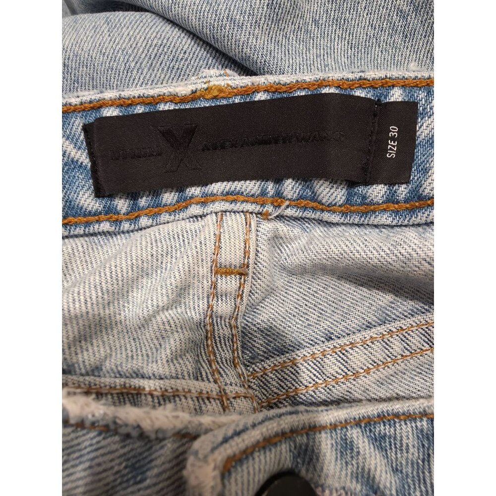 Denim x Alexander Wang TAME Distressed Raw Hem Light Blue Wide Leg Jeans 30x27 - Picture 5 of 7